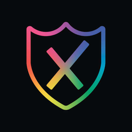 protection broken. simple icon. Rainbow color and dark backgroundのイラスト素材