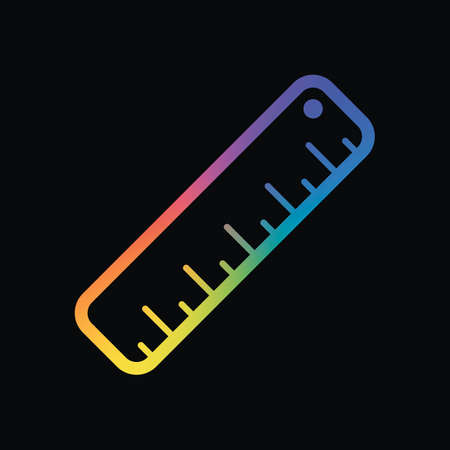 simple ruler icon. Rainbow color and dark backgroundのイラスト素材