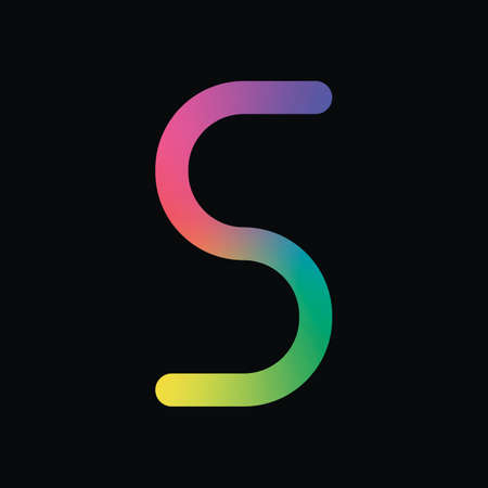 Number five, numeral, simple letter. Rainbow color and dark backgroundのイラスト素材