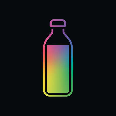 bottle of water, simple icon. Rainbow color and dark backgroundのイラスト素材