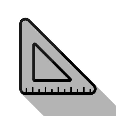simple triangle, ruler. Black object with long shadow on white backgroundのイラスト素材