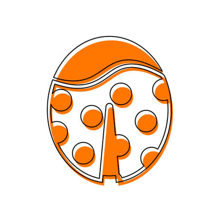 Ladybug icon. Isolated icon consisting of black thin contour and orange moved filling on different layers. White backgroundのイラスト素材