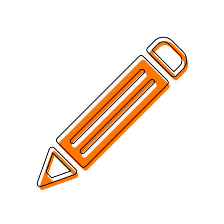 simple pencil symbol. Isolated icon consisting of black thin contour and orange moved filling on different layers. White backgroundのイラスト素材
