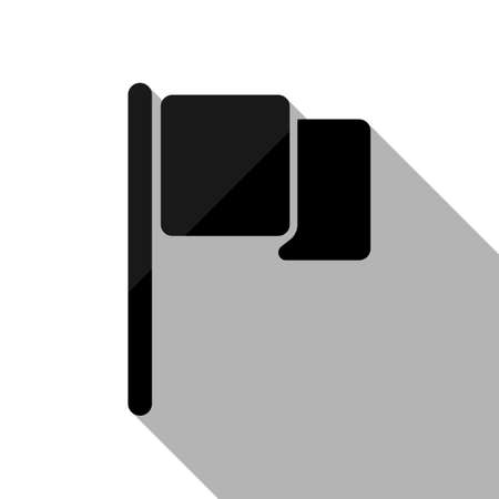 Simple flag icon. Black object with long shadow on white backgroundのイラスト素材