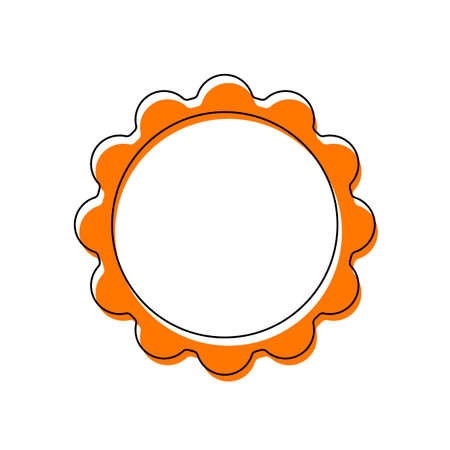 sun. simple icon. Isolated icon consisting of black thin contour and orange moved filling on different layers. White backgroundのイラスト素材