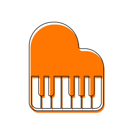 Grand piano icon. Isolated icon consisting of black thin contour and orange moved filling on different layers. White backgroundのイラスト素材
