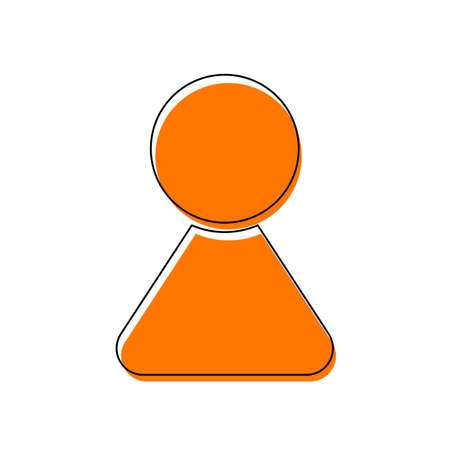 Female symbol. Simple icon of woman. Isolated icon consisting of black thin contour and orange moved filling on different layers. White backgroundのイラスト素材