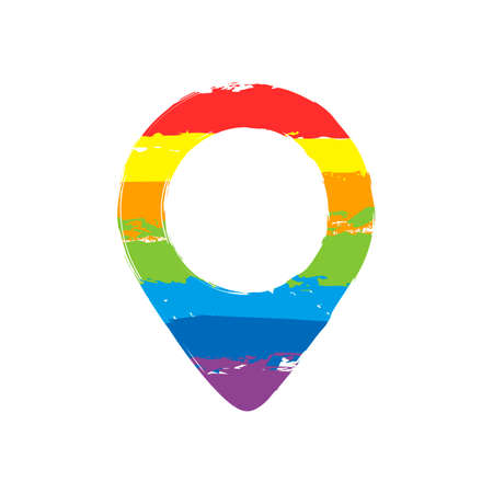 map label icon. Drawing sign with LGBT style, seven colors of rainbow red, orange, yellow, green, blue, indigo, violetのイラスト素材