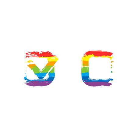 Checklist sign icon. Drawing sign with LGBT style, seven colors of rainbow red, orange, yellow, green, blue, indigo, violetのイラスト素材