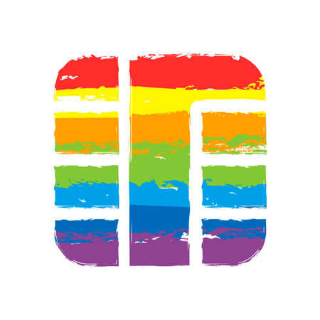 Chip of credit card icon. Drawing sign with LGBT style, seven colors of rainbow red, orange, yellow, green, blue, indigo, violetのイラスト素材
