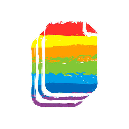 document. simple silhouette. Drawing sign with LGBT style, seven colors of rainbow (red, orange, yellow, green, blue, indigo, violetのイラスト素材