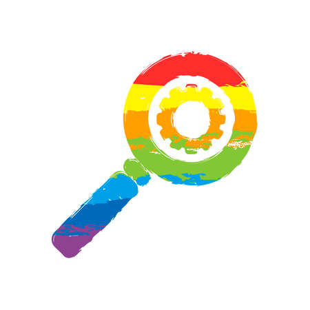 zoon with gear. Drawing sign with LGBT style, seven colors of rainbow (red, orange, yellow, green, blue, indigo, violetのイラスト素材