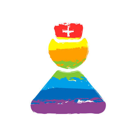 nurse, simple female symbol. Drawing sign with LGBT style, seven colors of rainbow (red, orange, yellow, green, blue, indigo, violetのイラスト素材