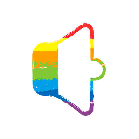 Simple volume min. Drawing sign with LGBT style, seven colors of rainbow (red, orange, yellow, green, blue, indigo, violetのイラスト素材