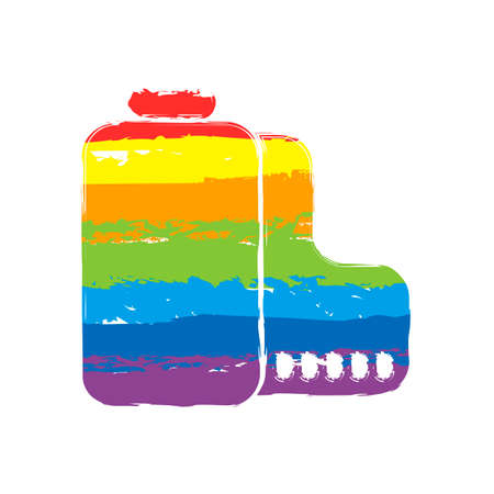 Camera roll icon. Photo or video strip. Drawing sign with LGBT style, seven colors of rainbow (red, orange, yellow, green, blue, indigo, violetのイラスト素材