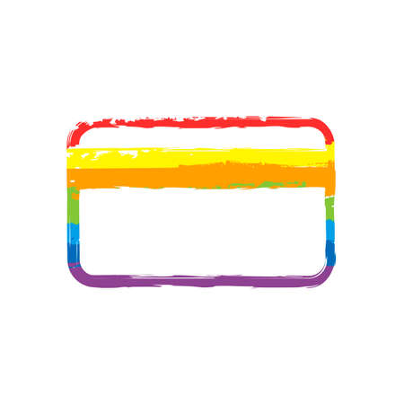 Simple credit card icon. Drawing sign with LGBT style, seven colors of rainbow (red, orange, yellow, green, blue, indigo, violetのイラスト素材