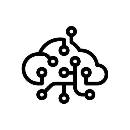 Cloud data network, Storage center. Icon of internet technology. Black icon on white backgroundのイラスト素材
