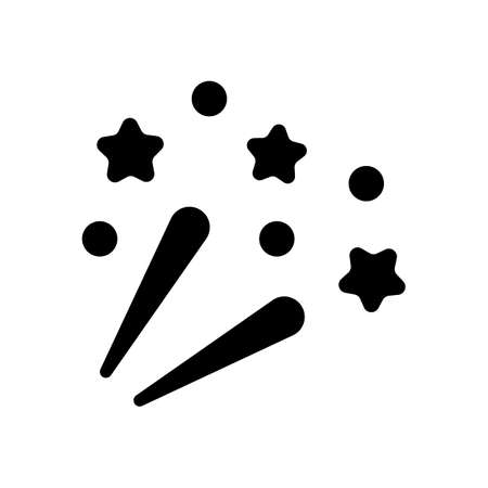 Fireworks with stars. Celebration icon. Black icon on white backgroundのイラスト素材