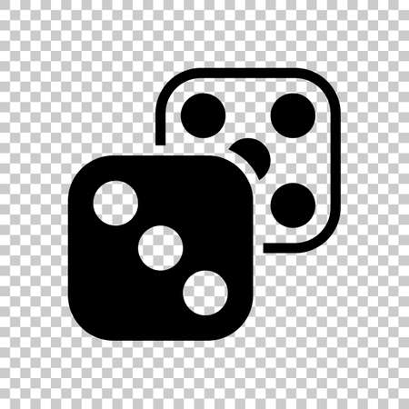 Pair of dice. Icon of azart games. Black symbol on transparent backgroundのイラスト素材
