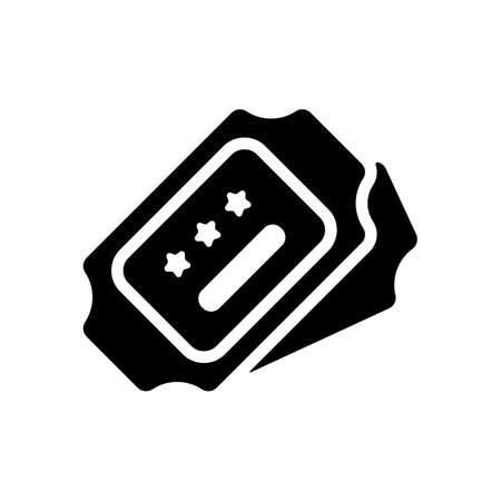 Pair tickets for cinema, bus or airplane. Coupons with stars, simple icon. Black icon on white backgroundのイラスト素材