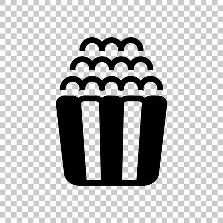 Popcorn icon, snack for movie, paper box of food. Black symbol on transparent backgroundのイラスト素材