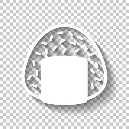 Onigiri icon, japanese food. White icon with shadow on transparent backgroundのイラスト素材