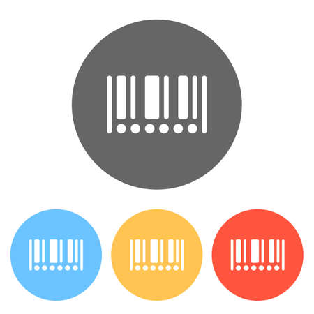 Barcode icon. Circles instead of numbers. Set of white icons on colored circlesのイラスト素材