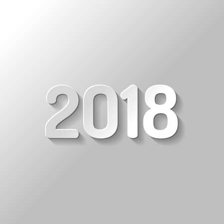 2018 number icon. Happy New Year. Paper style with shadow on gray backgroundのイラスト素材