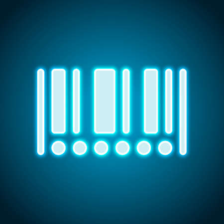 Barcode icon. Circles instead of numbers. Neon style. Light decoration icon. Bright electric symbolのイラスト素材