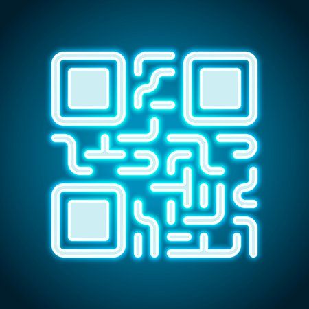 QR code. Technology icon. Neon style. Light decoration icon. Bright electric symbol