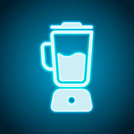Simple blender icon. Electronic kitchen mixer. Neon style. Light decoration icon. Bright electric symbolのイラスト素材