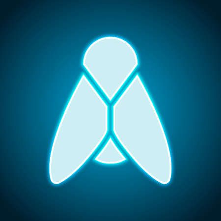 Silhouette of fly. Insect, nature icon. Neon style. Light decoration icon. Bright electric symbolのイラスト素材
