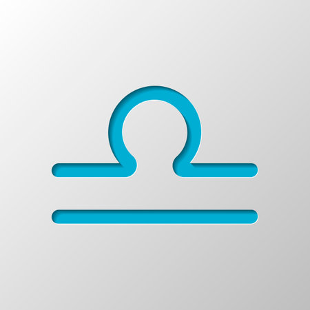Astrological sign. Libra simple icon. Paper design. Cutted symbol with shadow