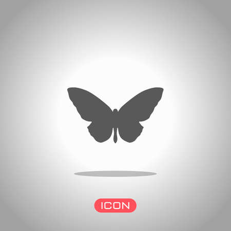 butterfly icon. Icon under spotlight. Gray backgroundのイラスト素材