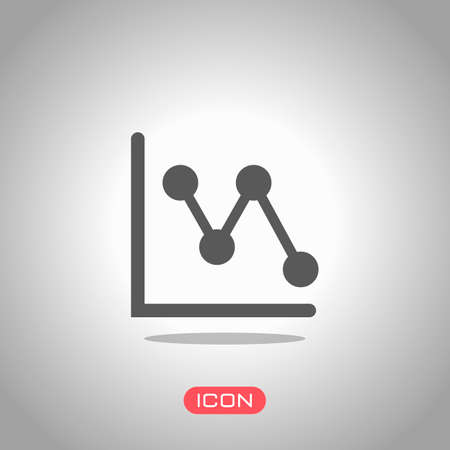 Declining graph line icon. Icon under spotlight. Gray backgroundのイラスト素材