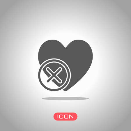 heart with cross. simple silhouette. Icon under spotlight. Gray backgroundのイラスト素材