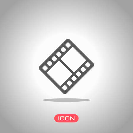 movie strip. simple silhouette. Icon under spotlight. Gray backgroundのイラスト素材