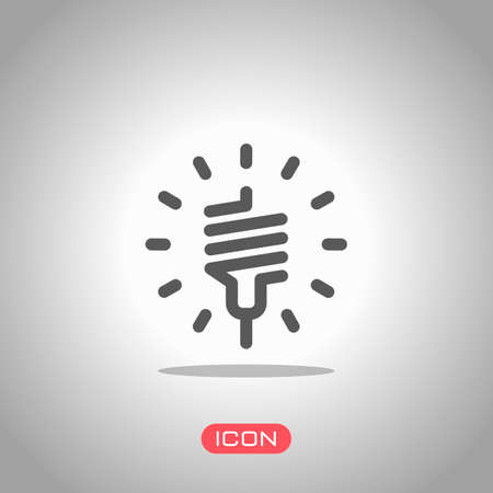 led lamp icon. Icon under spotlight. Gray backgroundのイラスト素材