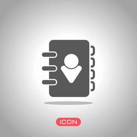 address book with person on cover. simple icon. Icon under spotlight. Gray backgroundのイラスト素材