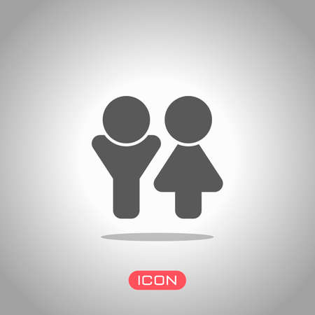 Set of male and female symbols. Simple icon. Icon under spotlight. Gray backgroundのイラスト素材