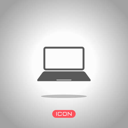 Laptop or notebook computer icon. Icon under spotlight. Gray backgroundのイラスト素材