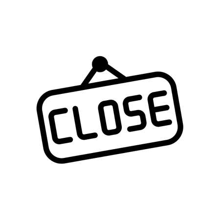 Signboard with close text, label for store, outline design. Black icon on white backgroundのイラスト素材