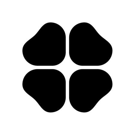 Four leaf clover, St Patricks Day sign. Black icon on white backgroundのイラスト素材