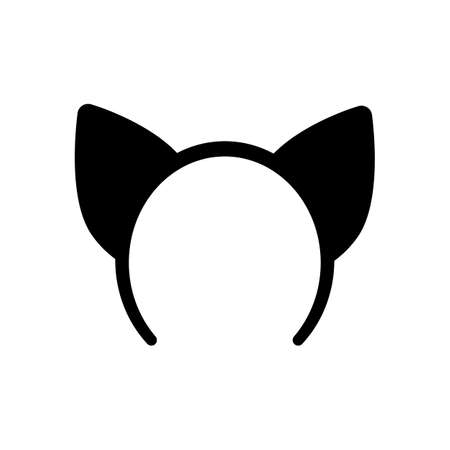 Cat ears band for head. Black icon on white backgroundのイラスト素材