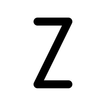 Letter Z of alphabet, isolated outline symbol. Black icon on white backgroundのイラスト素材