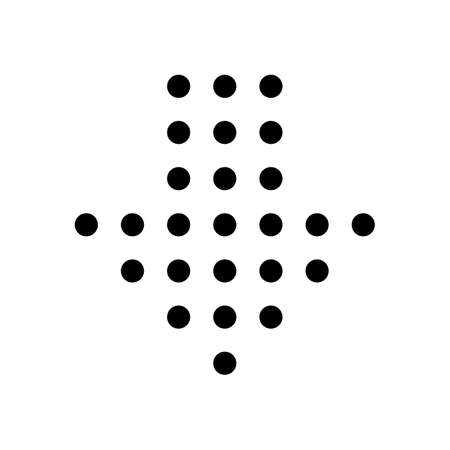 Dot arrow cursor, down direction, download. Black icon on white backgroundのイラスト素材