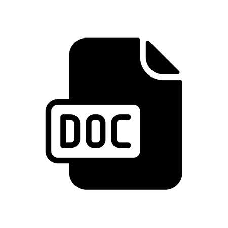Computer file, doc symbol. Black icon on white backgroundのイラスト素材