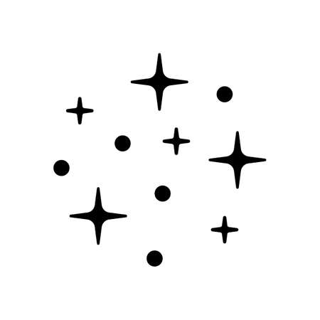 Galaxy with stars, night sky. Black icon on white backgroundのイラスト素材