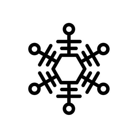 Simpe shape of snowflake, outline design. Black icon on white backgroundのイラスト素材