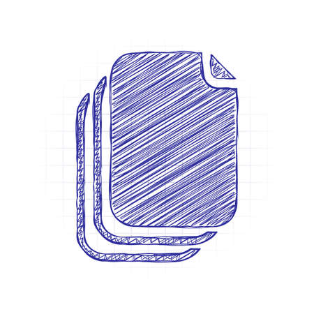 document. simple silhouette. Hand drawn sketched picture with scribble fill. Blue ink. Doodle on white backgroundのイラスト素材